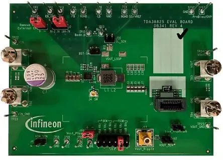 Produktfoto 1 von Infineon Entwicklungskit analog für TDA38825, EVAL_TDA38825_5VOUT Evaluierungsplatine