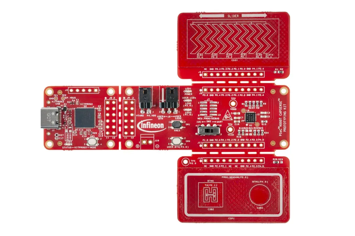 Produktfoto 1 von Infineon PSoC 4000T CAPSENSE MCU, Evaluierungsplatine Entwicklungstool Microcontroller PSoC PSoC 4000T ARM Cortex M3