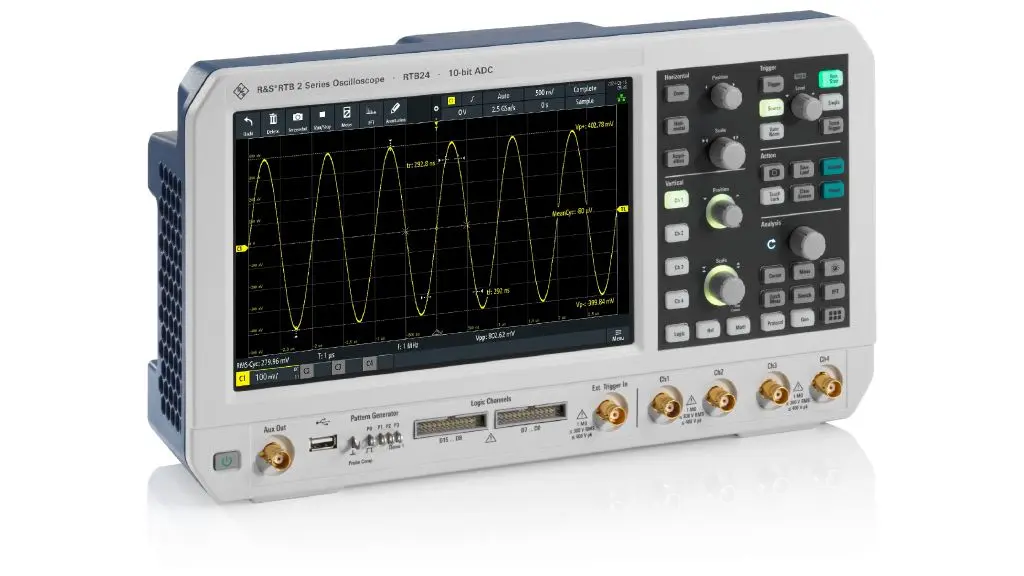 Produktfoto 1 von Rohde & Schwarz R&SRTB 2 Tisch Oszilloskop 2-Kanal Analog / 16 Digital 300MHz