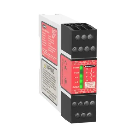 Produktfoto 1 von Banner GM Sicherheitsrelais 24V ac, 2 Sicherheitskontakte, 1 Hilfsschalter, Automatisch oder manuell IEC 61508 IEC 62061