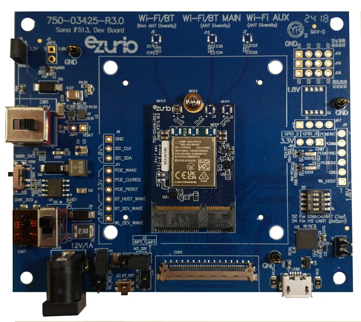 Produktfoto 1 von Ezurio WLAN-Modul 3.5 V WPA3, WPA2, WPA, TKIP, IEEE 802.11i, CKIP, AES WLAN 6E Triband 1x1 MIMO IEEE