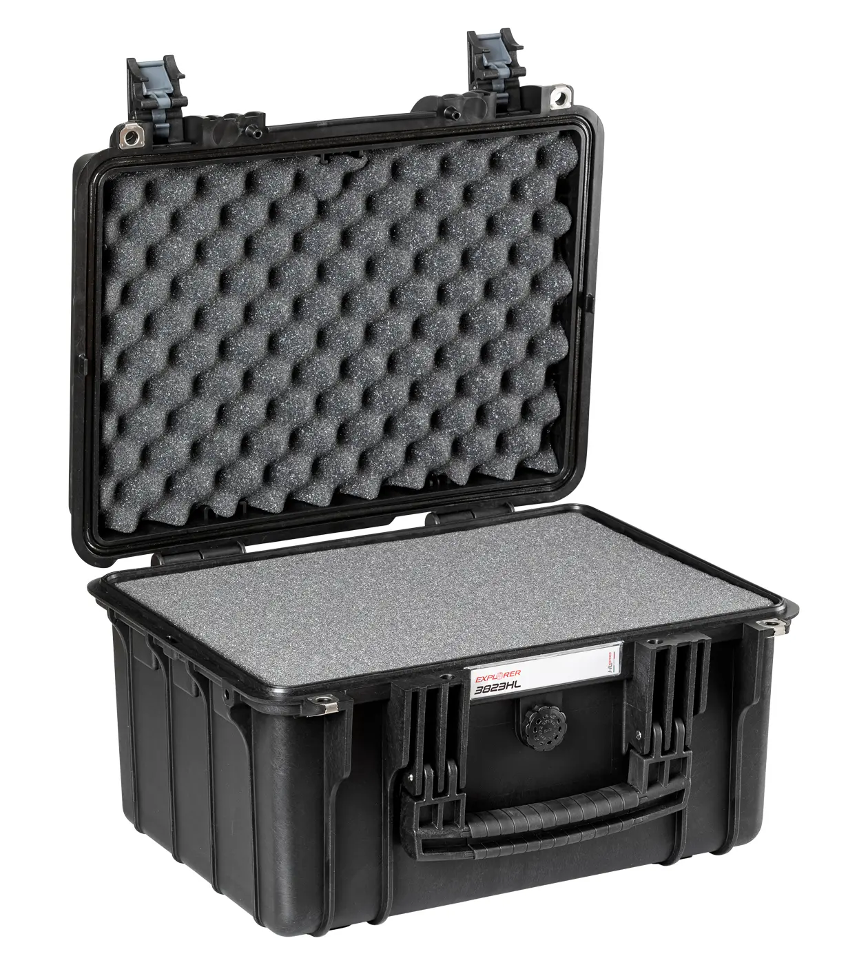 Produktfoto 1 von Explorer Cases 3823HL.B Wasserdicht/Wasserbeständig Copolymer Wasserdicht Transportkoffer Schwarz 252 mm, Außenmaße 340