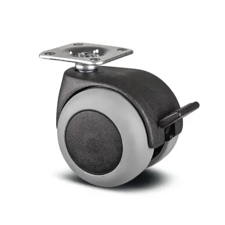 Produktfoto 1 von Tente Gebremst, schwenkbar Rolle, Rad ø 50 mm, 40 kg, Ges H. 63 mm, Rad B. 10 mm, Polypropylen