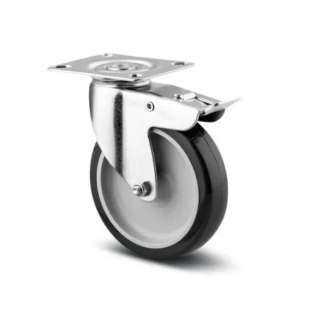 Produktfoto 1 von Tente Gebremst, schwenkbar Rolle, Rad ø 100 mm, 70 kg, Ges H. 125 mm, Rad B. 25 mm, Polypropylen