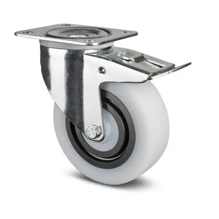 Produktfoto 1 von Tente Gebremst, schwenkbar Rolle, Rad ø 125 mm, 200 kg, Ges H. 155 mm, Rad B. 36 mm, Polyamid