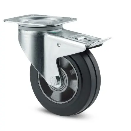 Produktfoto 1 von Tente Gebremst, schwenkbar Rolle, Rad ø 200 mm, 400 kg, Ges H. 240 mm, Rad B. 50 mm, Aluminium
