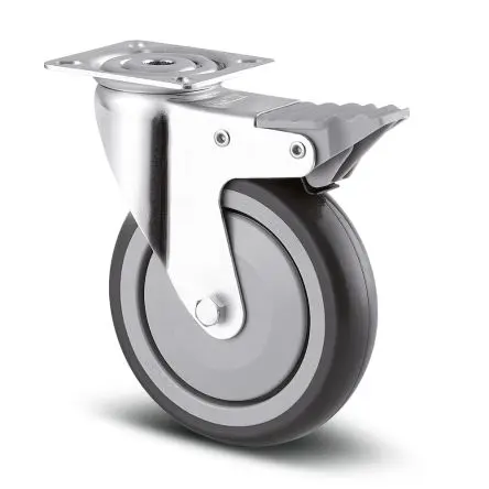 Tente Gebremst, schwenkbar Rolle, Rad ø 100 mm, 80 kg, Ges H. 135 mm, Rad B. 32 mm, Polypropylen