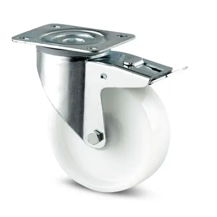 Produktfoto 1 von Tente Gebremst, schwenkbar Rolle, Rad ø 80 mm, 200 kg, Ges H. 108 mm, Rad B. 30 mm, Polyamid