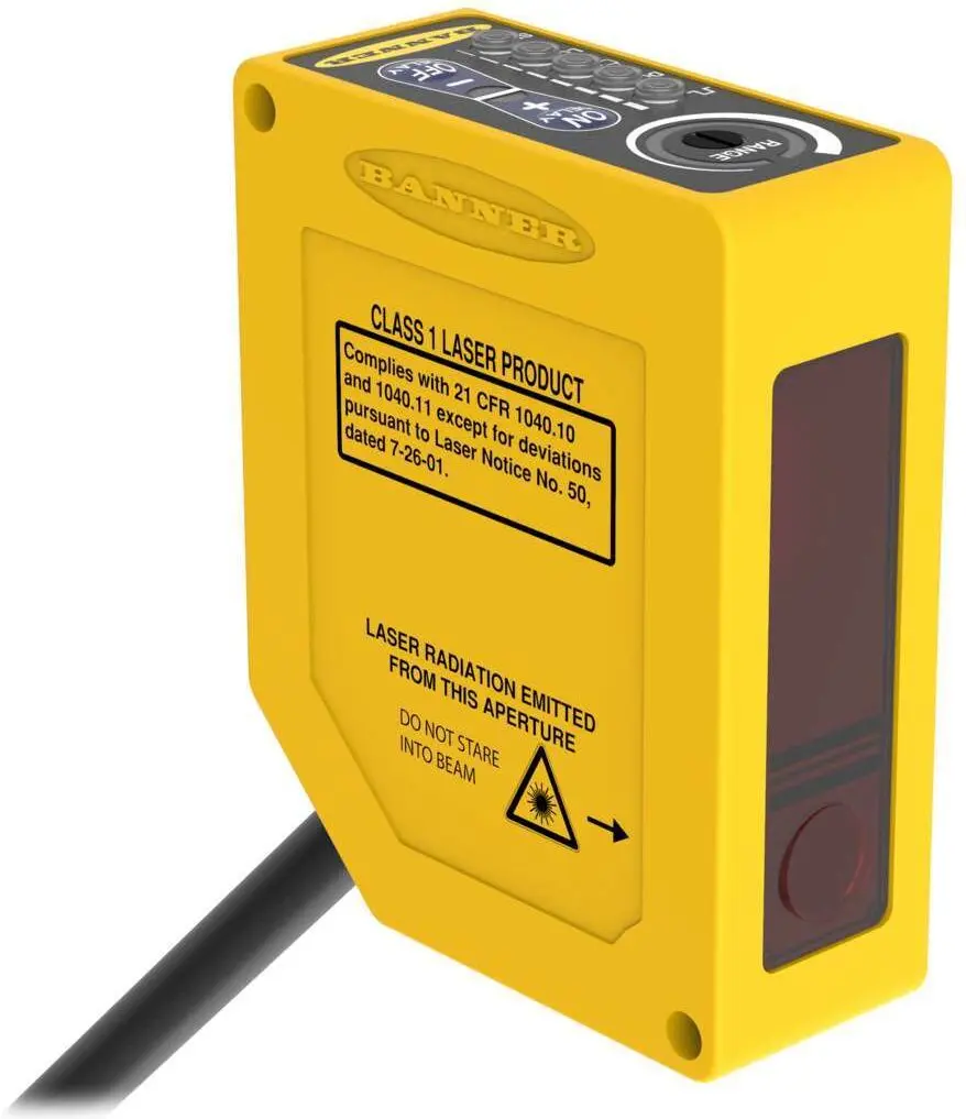 Produktfoto 1 von Banner Rechteckig Optischer Sensor, Hintergrundunterdrückung, Bereich 200 → 1400 mm, Bipolare NPN/PNP Ausgang,