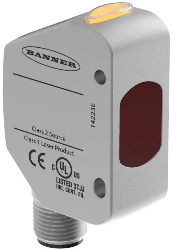 Banner Rechteckig Optischer Sensor, Laser, Bereich 35 → 310 mm, 5 Pin M12 Integrierte QD