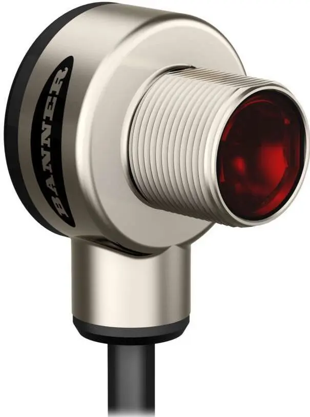 Produktfoto 1 von Banner zylindrisch Optischer Sensor, Hintergrundunterdrückung, Bereich 100 mm, PNP Ausgang, 4-polig M12,