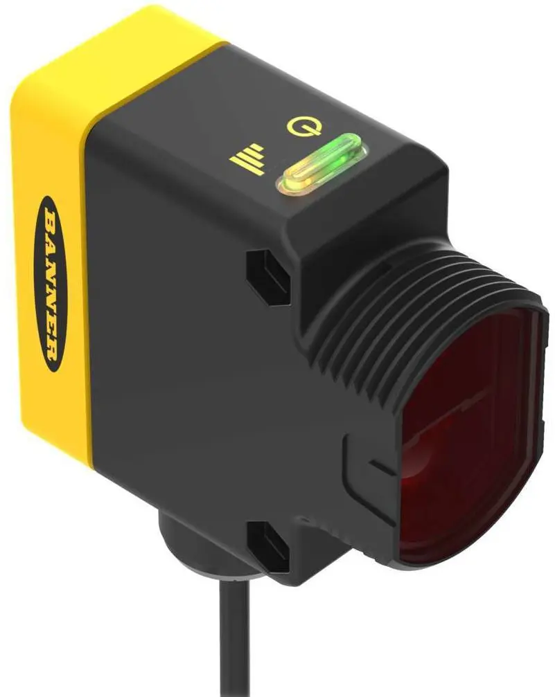 Produktfoto 1 von Banner Rechteckig Optischer Sensor, Annäherung, Bereich 600 mm, Bipolar Ausgang, Anschlusskabel, Hell-/dunkelschaltend