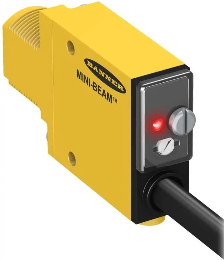 Produktfoto 1 von Banner Rechteckig Optischer Sensor, Dagegen, Bereich 30 m, Bipolar Ausgang, Anschlusskabel, Hell-/dunkelschaltend
