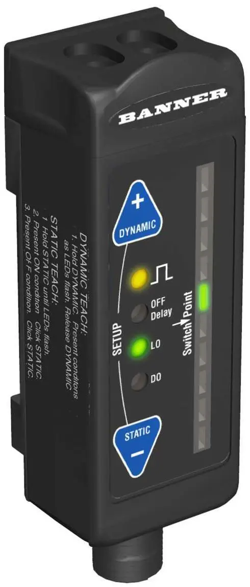 Produktfoto 1 von Banner Rechteckig Optischer Sensor, Bereich 50, Bipolare NPN/PNP Ausgang, Anschlusskabel, Hell-/dunkelschaltend