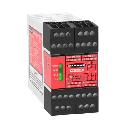 Produktfoto 1 von Banner SM-GA-5A Sicherheitssteuerung 1 Eingänge / 4 Ausgänge 115V ac LED-Anzeige