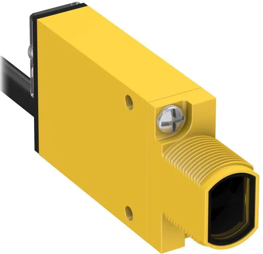 Banner Rechteckig Optischer Sensor, Diffus, Bereich 380 mm, SPDT Ausgang, Verkabelt, Hell-/dunkelschaltend