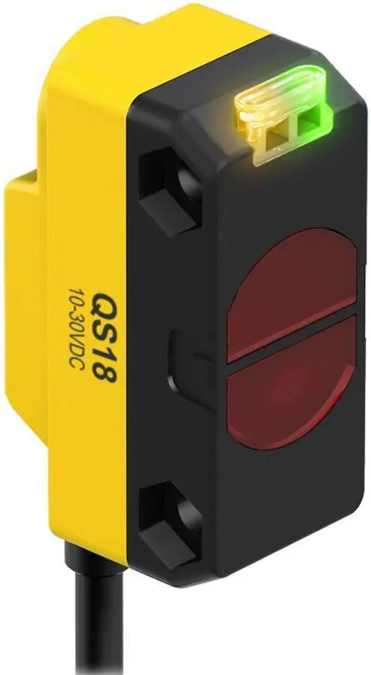 Banner Rechteckig Optischer Sensor, Abweichend, Bereich 300 mm, NPN Ausgang, Anschlusskabel, Hell-/dunkelschaltend