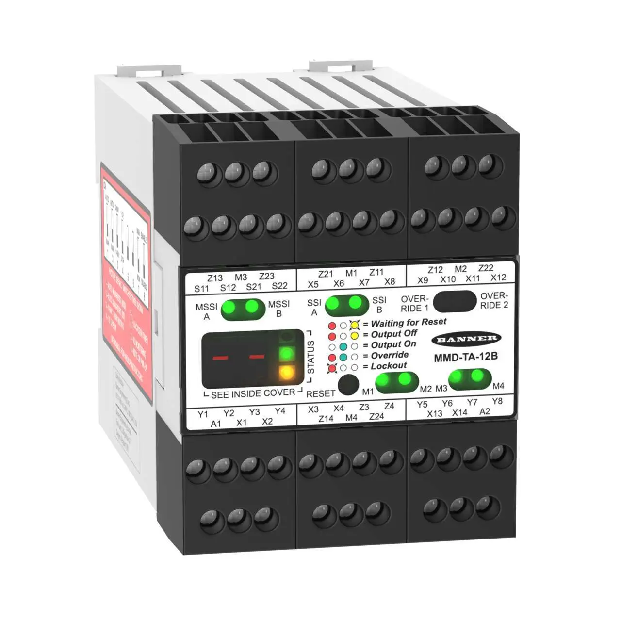 Produktfoto 1 von Banner MMD Sicherheitsrelais, 24V dc, 2-Kanal, 2 Sicherheitskontakte Sicherheitsüberwachung, 2 Hilfsschalter