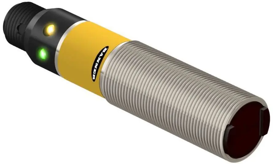 Produktfoto 1 von Banner zylindrisch Optischer Sensor, Festes Feld, Bereich 50 mm, PNP Ausgang, Hell-/dunkelschaltend