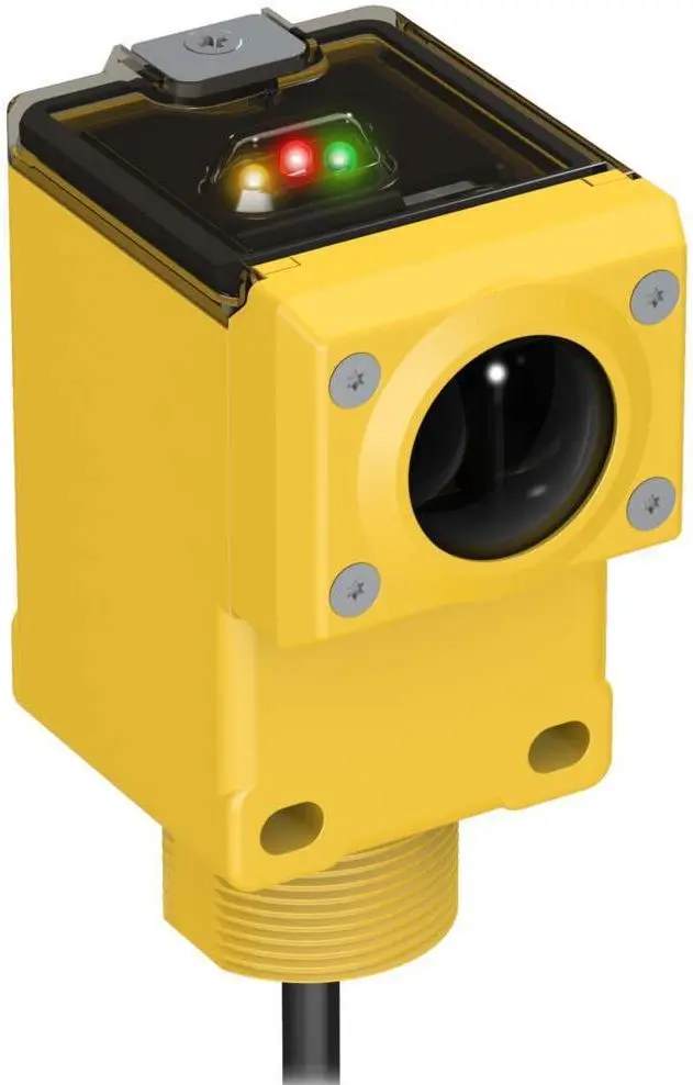 Produktfoto 1 von Banner Rechteckig Optischer Sensor, Sichtbarer roter Laser, Bereich 38 mm, Relais Ausgang, Anschlusskabel,