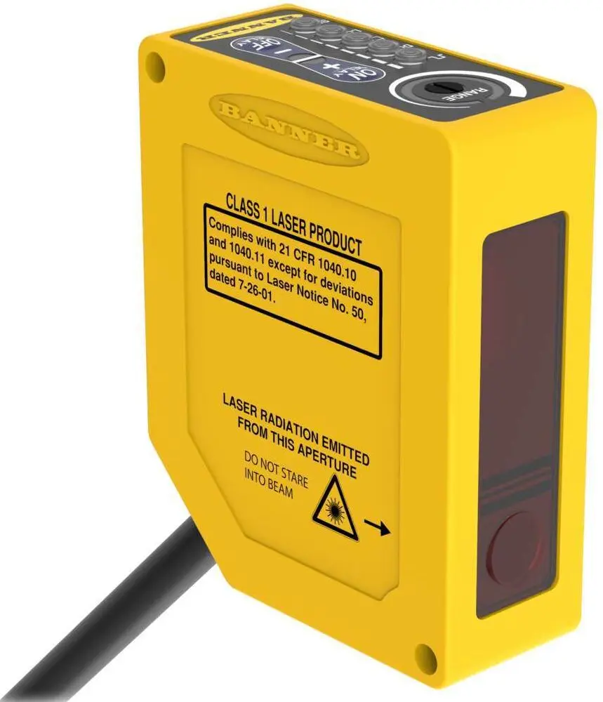 Produktfoto 1 von Banner Rechteckig Optischer Sensor, Annäherung, Bereich 200 → 2000 mm, SPST Ausgang, 1/2 Zoll QD,