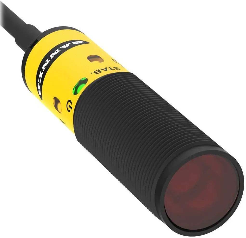Produktfoto 1 von Banner zylindrisch Optischer Sensor, Retroreflektierend, Bereich 6 m, PNP Ausgang, Anschlusskabel