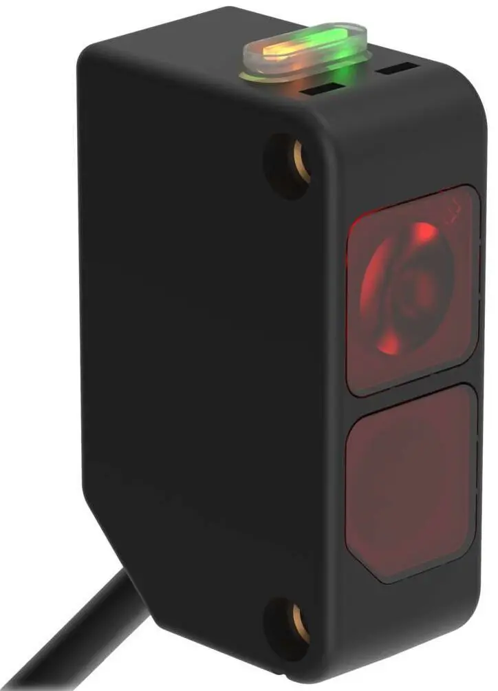 Banner Rechteckig Optischer Sensor, Empfänger, Bereich 12 m, PNP Ausgang, Anschlusskabel, Hell-/dunkelschaltend
