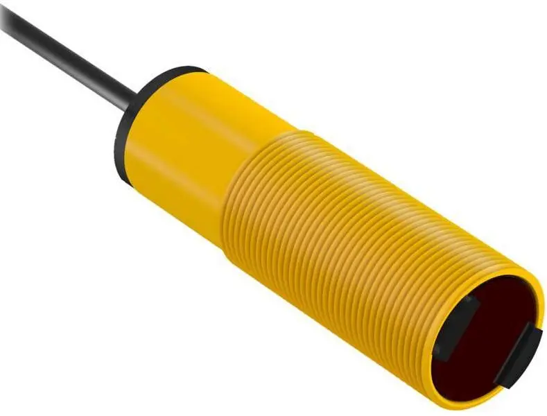 Produktfoto 1 von Banner zylindrisch Optischer Sensor, Hintergrundunterdrückung, Bereich 50 mm, NPN Ausgang, Anschlusskabel,