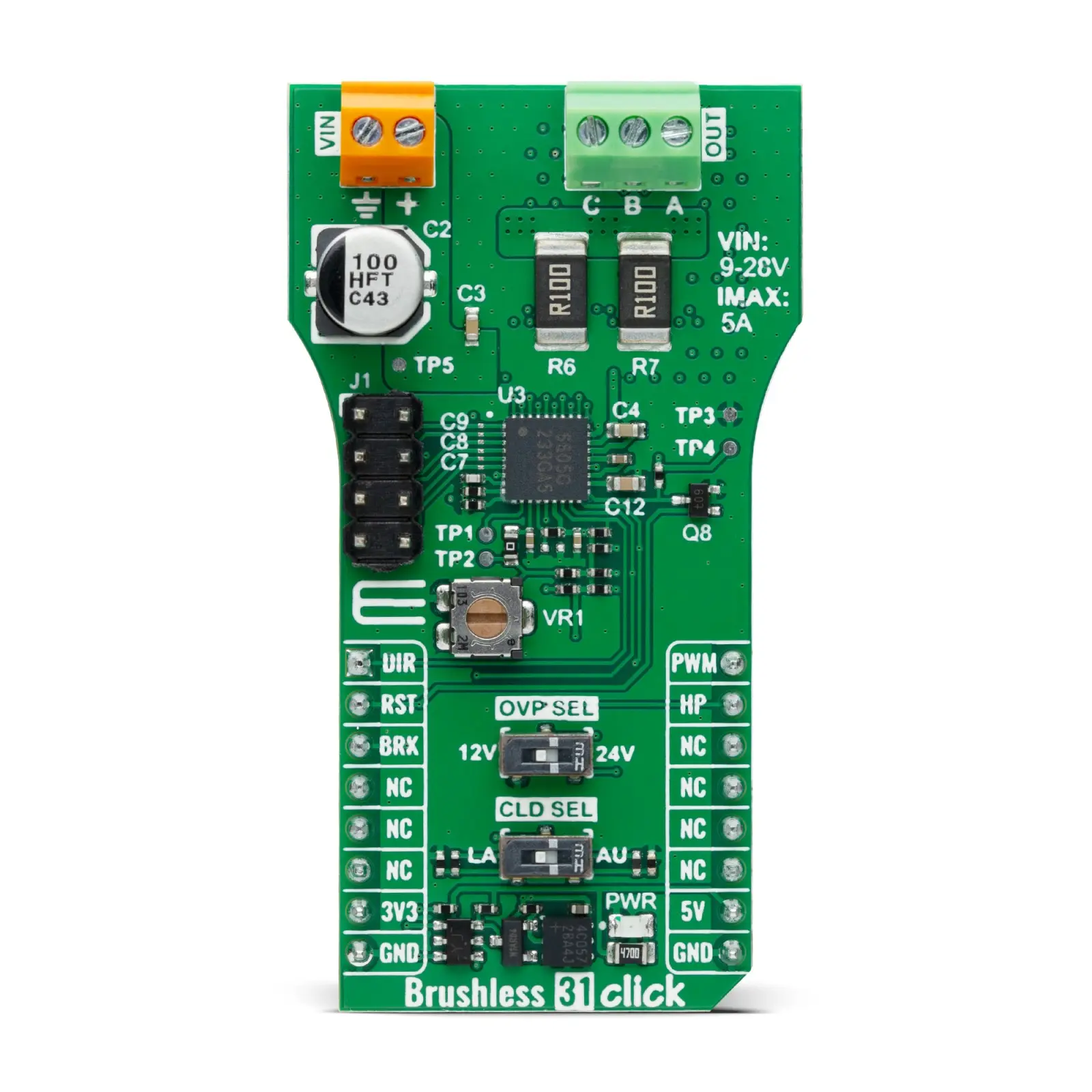 MikroElektronika TB6605FTG Microcontroller Development Kit, Dreiphasiger bürstenloser Sinuswellen-Motorcontroller von