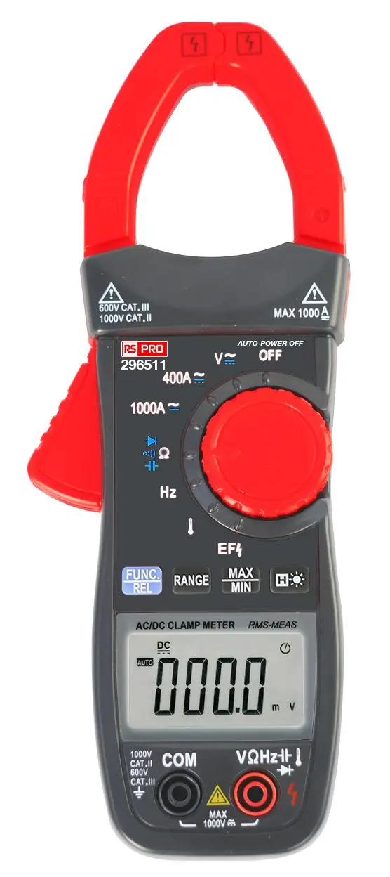Produktfoto 1 von RS PRO Stromzange Digital 1000 A Erhöhte Senkkopfschraube 1000 V ac, 1000 V dc / 1000 A, 40 mΩ, ISO-kalibriert