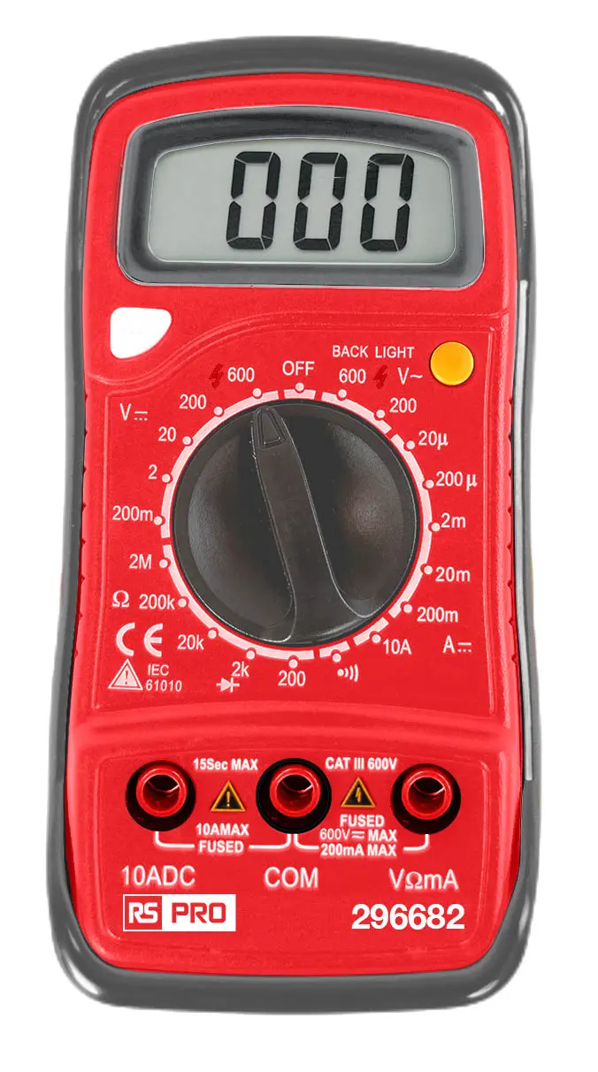 Produktfoto 1 von RS PRO Digital Digital Digital-Multimeter 600 V ac 10 A dc, 2 mΩ, DKD/DAkkS-kalibriert