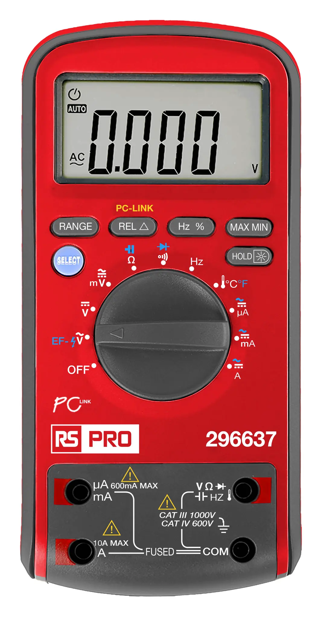 Produktfoto 1 von RS PRO 296637 Digital Digital Digital-Multimeter, CAT III 1 kV ac / 10 A ac 10 A dc