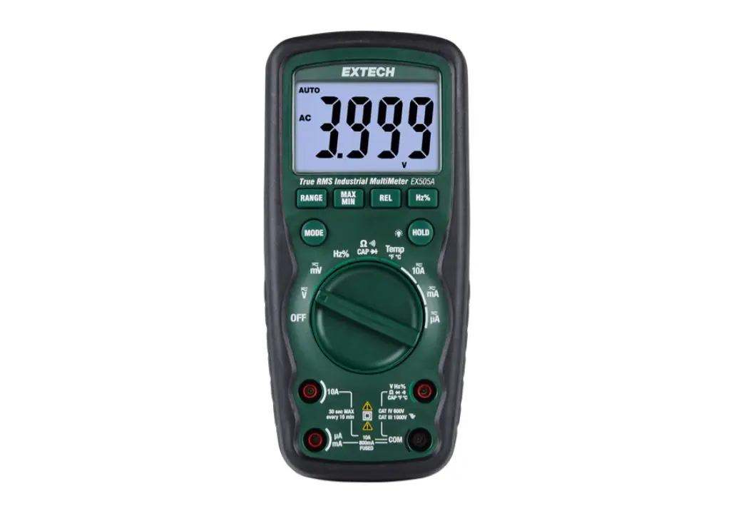 Produktfoto 1 von Extech EX505A Tragbar LCD Multimeter Echteffektivwert, Dauer 1000 V ac / 10 A 10 A