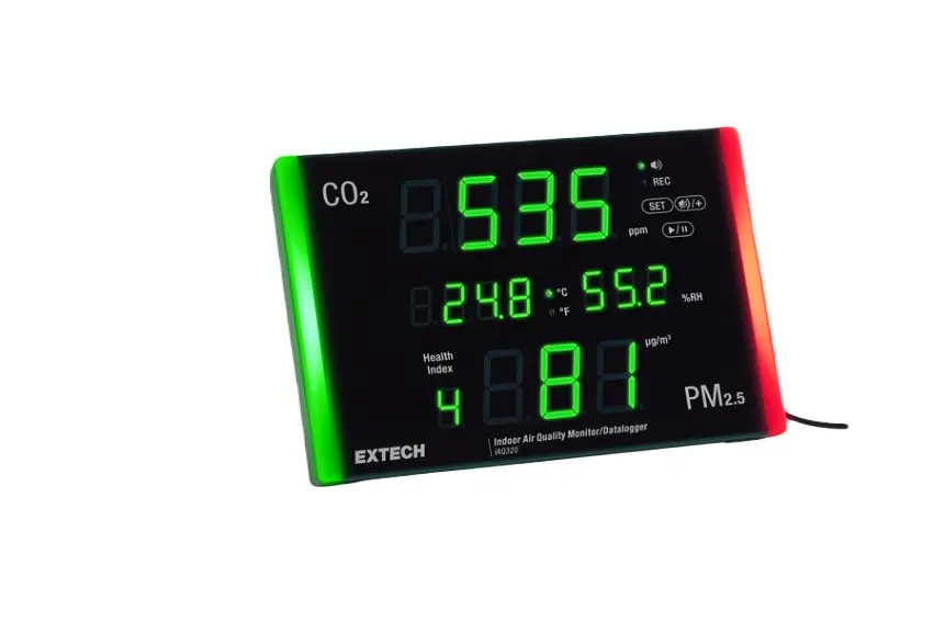 Produktfoto 1 von Extech IAQ320 Datenloggerfunktion LED Luftqualitätsmessgerät 60 °C, CO2 bis 9999 ppm, bis 60 °C, 5 V