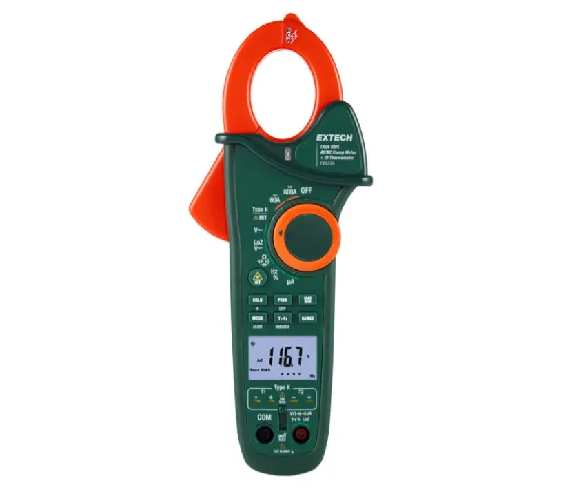Produktfoto 1 von Extech EX623A Stromzange AC 600 A ac CAT III 600 V ac, 600 V dc / 600 A dc, 60 mΩ