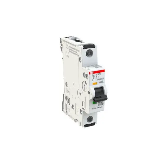 Produktfoto 1 von ABB S301 Miniaturüberlastschalter Typ C, Pol 1-polig 6 A 415 V ac, Abschaltvermögen 25 kA System Pro M Compact 125 V dc