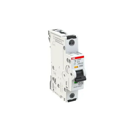 Produktfoto 1 von ABB S300P Miniaturüberlastschalter Typ C, Pol 1-polig 8 A 240 V ac, Abschaltvermögen 25 kA System Pro M Compact 72 V dc