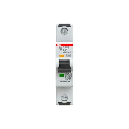Produktfoto 1 von ABB S301 Miniaturüberlastschalter Typ C, Pol 1-polig 2A 415V ac, Abschaltvermögen 25 kA System Pro M Compact 125 V dc