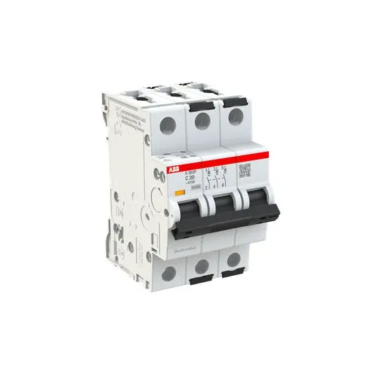 Produktfoto 1 von ABB S303 Miniaturüberlastschalter Typ C, Pol 3-polig 20 A 415 V ac, Abschaltvermögen 25 kA System Pro M Compact 125 V dc