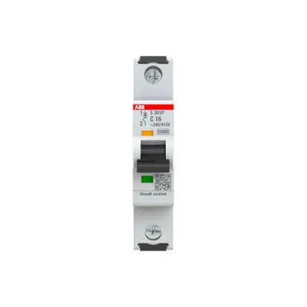 Produktfoto 1 von ABB S301 Miniaturüberlastschalter Typ C, Pol 1-polig 16A 415V ac, Abschaltvermögen 25 kA System Pro M Compact 125 V dc