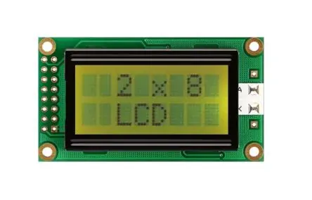 Produktfoto 1 von Midas MC20 Monochrom LCD, Alphanumerisch LED Schwarz 2 x 8, Hintergrund Grün, Gelb, Parallel Interface