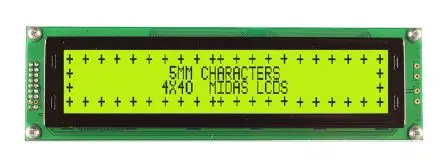 Produktfoto 1 von Midas MC44 Monochrom LCD, Alphanumerisch LED Schwarz 4 x 40, Hintergrund Grün, Gelb, Parallel Interface
