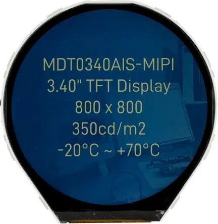 Produktfoto 1 von Midas Farb-LCD 3.4 Zoll MIPI, 800 x 800 Pixel, 87.6 x 87.6 mm