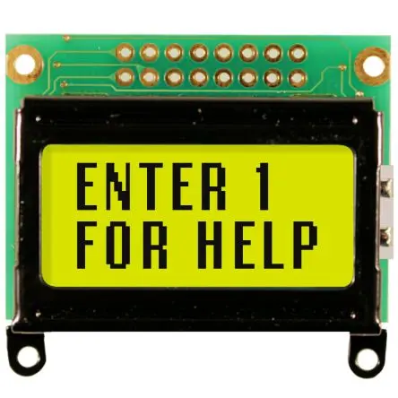 Produktfoto 1 von NEWHAVEN DISPLAY INTERNATIONAL NHD-0208AZ Alphanumerische LCD-Anzeige, Alphanumerisch LCD Gelb, Grün 2 x 8, Hintergrund