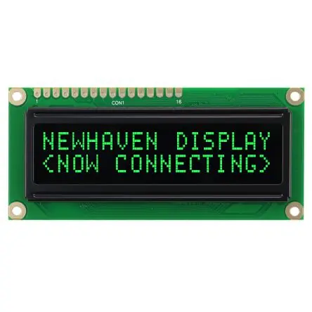 Produktfoto 1 von NEWHAVEN DISPLAY INTERNATIONAL 2.53 Zoll Grün OLED-Display 16 x 2 characters, 66 x 16 mm / 4:1 Passiv-Matrix