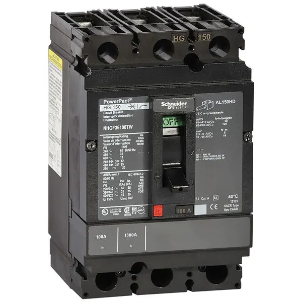 Produktfoto 1 von Schneider Electric PowerPact NHDF, Kompaktschutzschalter 3-polig, 20 A DIN-Hutschiene / Abschaltvermögen 18 kA 750 V ac
