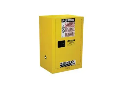 Produktfoto 1 von Justrite Stahl Schrank für entflammbare Substanzen Gelb, 1 Tür Abschließbar, 1 Regal/e, 889 mm x 591mm x 457 mm