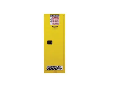 Produktfoto 1 von Justrite Stahl Schrank für entflammbare Substanzen Gelb, 1 Tür Abschließbar, 3 Regal/e, 1651 mm x 591mm x 457 mm