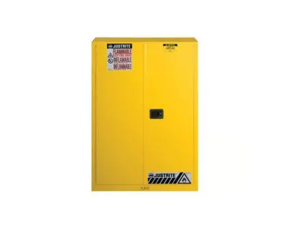 Produktfoto 1 von Justrite Stahl Schrank für entflammbare Substanzen Gelb, 2 Tür Abschließbar, 2 Regal/e, 1651 mm x 1092mm x 457 mm