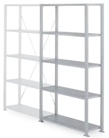 Manorga Regalsystem, 4 Regale, Stahlblech, verzinkt, Schwarz RAL 7040, 2000 mm x 1000mm, 300 kg Last
